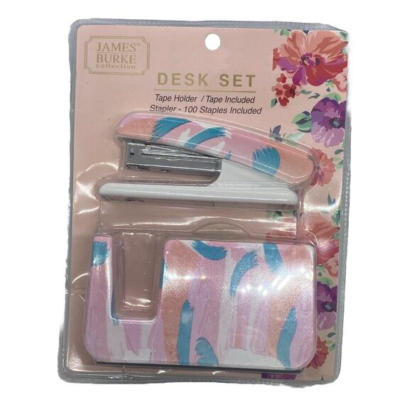 James Burke Collection Desk Accessory Set Stapler 100 Staples Tape Holder New - Picture 7 of 7